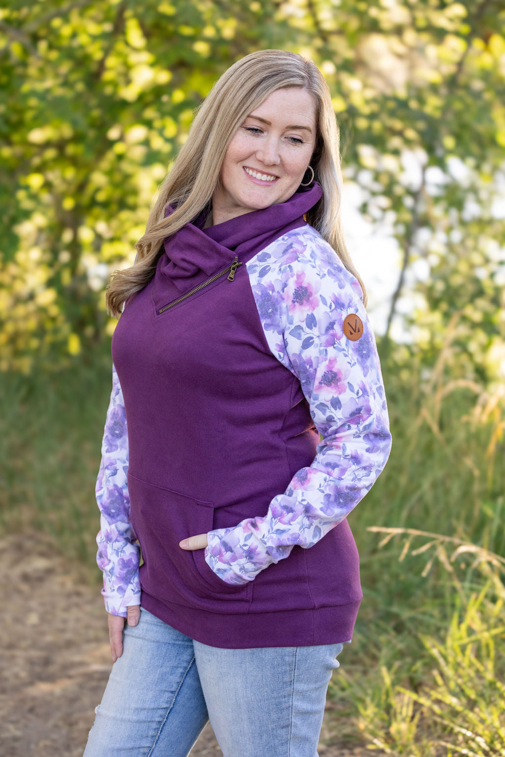 IN STOCK Zoey ZipCowl - Plum and Purple Floral