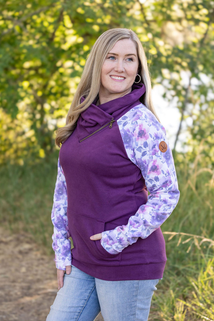 IN STOCK Zoey ZipCowl - Plum and Purple Floral