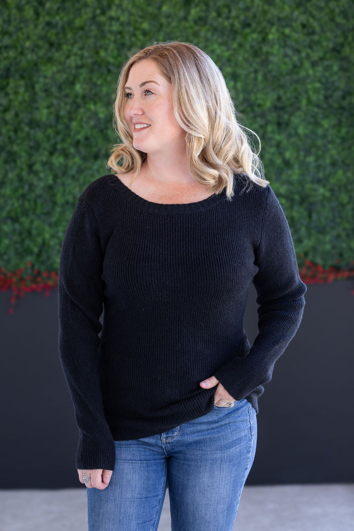 IN STOCK Bridget Back Bow Sweater - Black