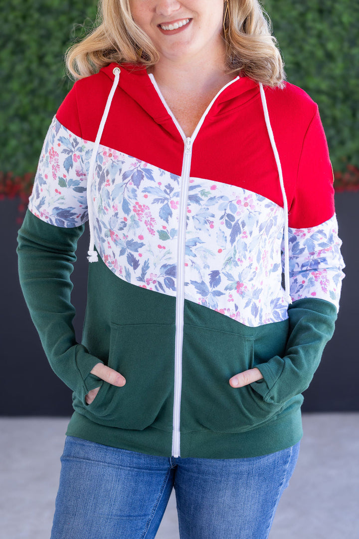 IN STOCK Colorblock Fullzip - Red, Winter Berry, Evergreen