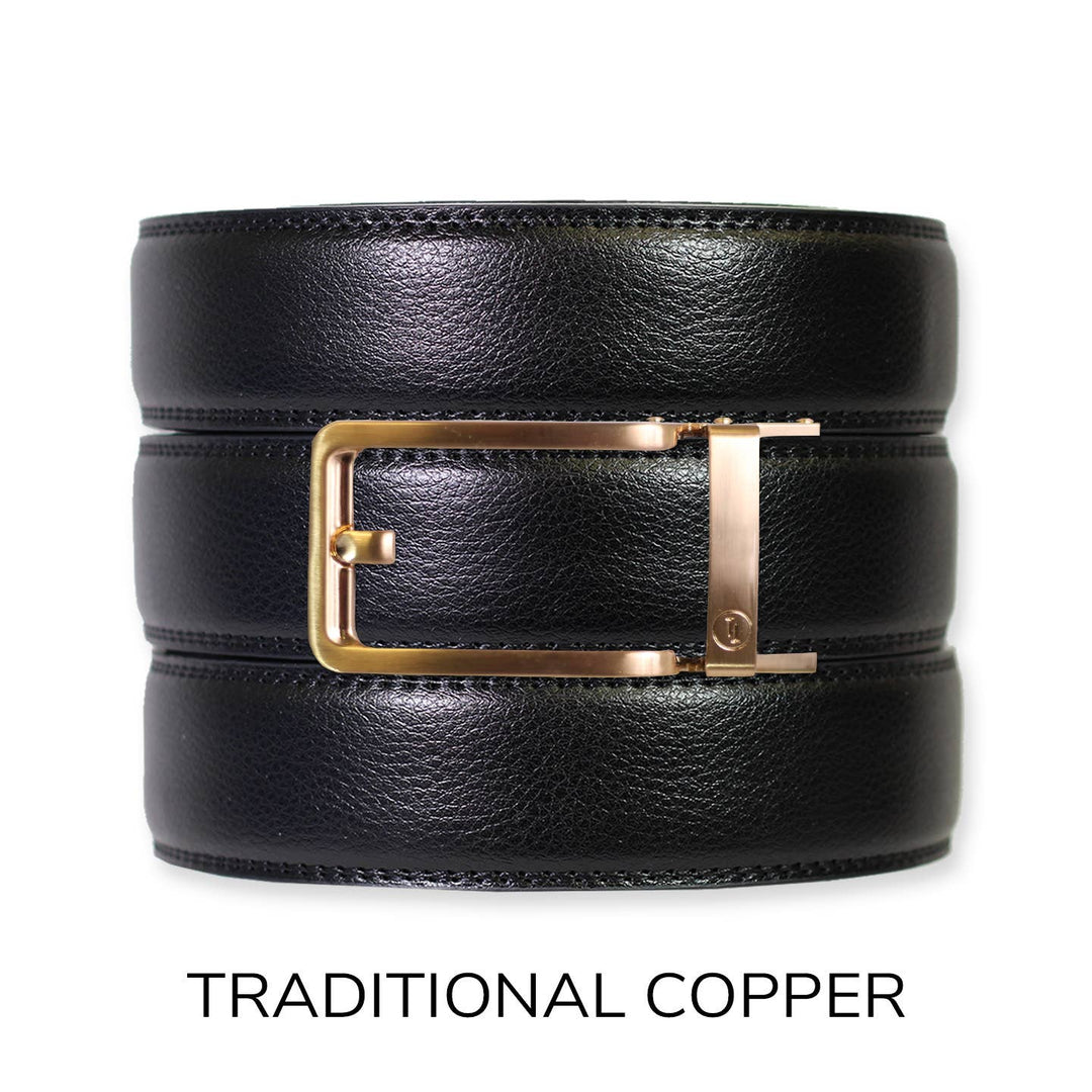 Black Leather Ratchet Belt & Buckle Set