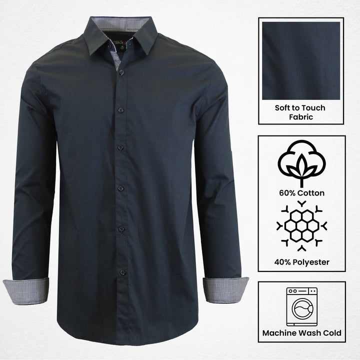 Galaxy By Harvic Men's Long Sleeve Classic Dress Shirts