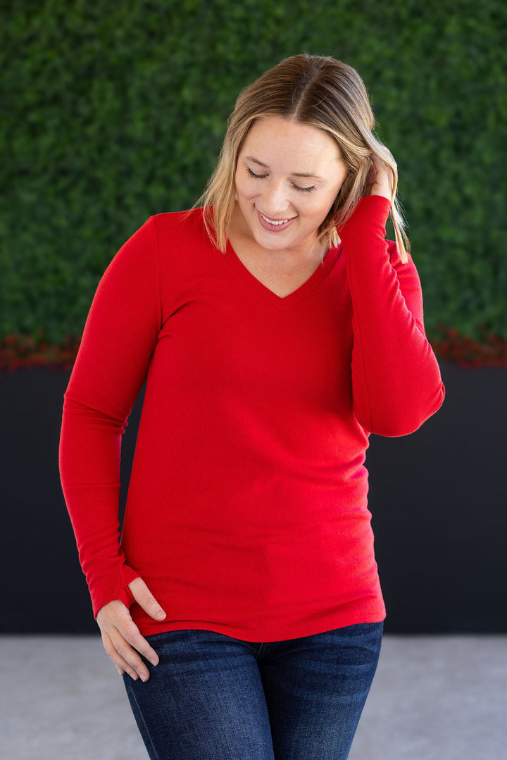 IN STOCK Leah Long Sleeve Top - Red