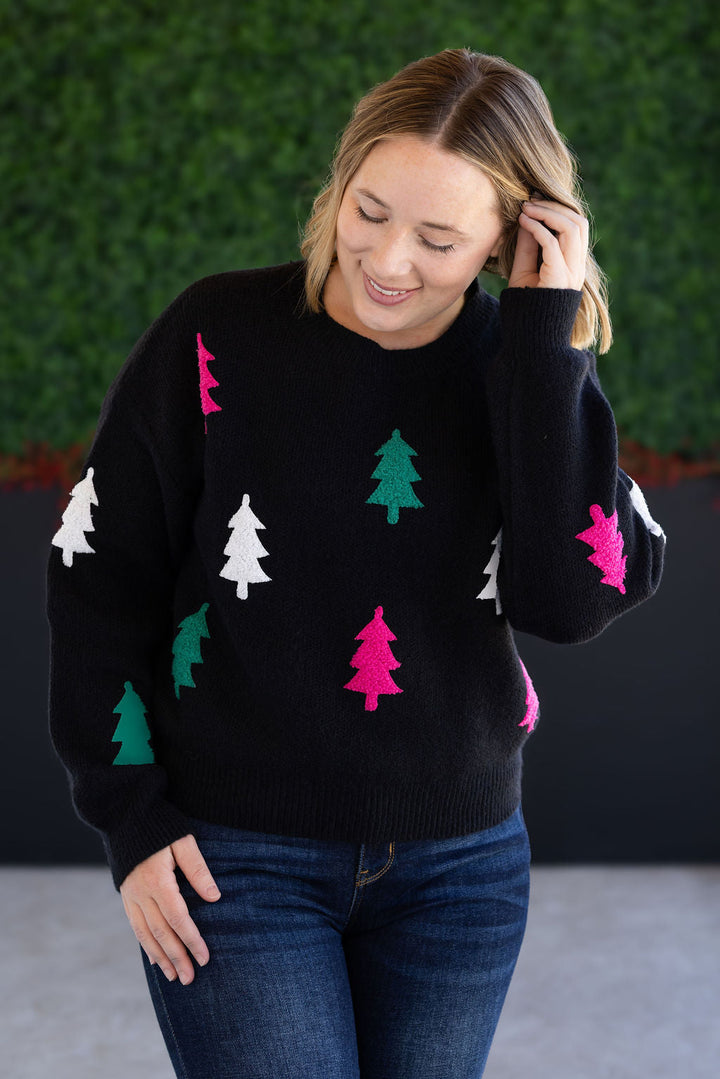 IN STOCK Festive Bright Trees Sweater FINAL SALE