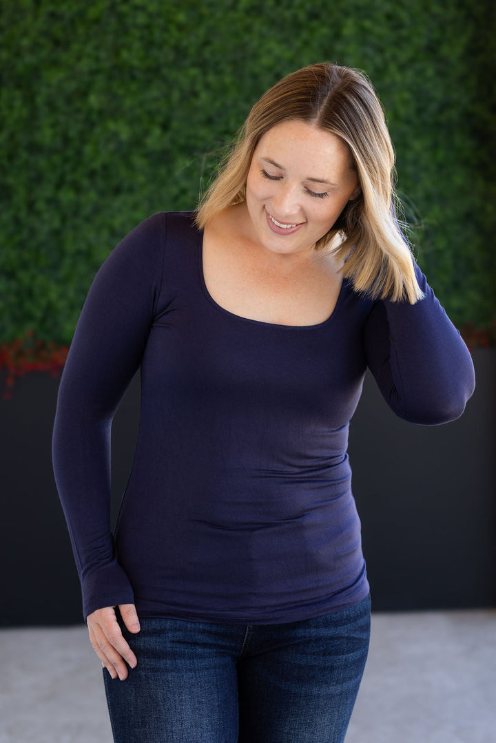 IN STOCK Alyssa Long Sleeve Top - Navy