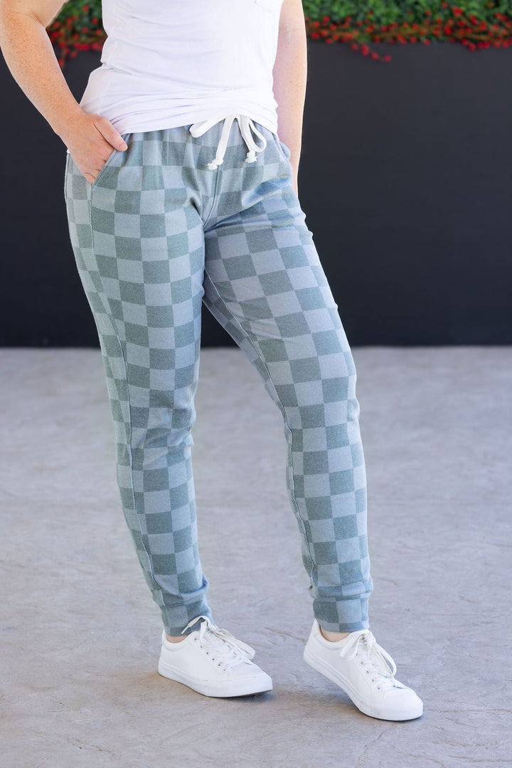 IN STOCK Classic Joggers - Olive Checkers