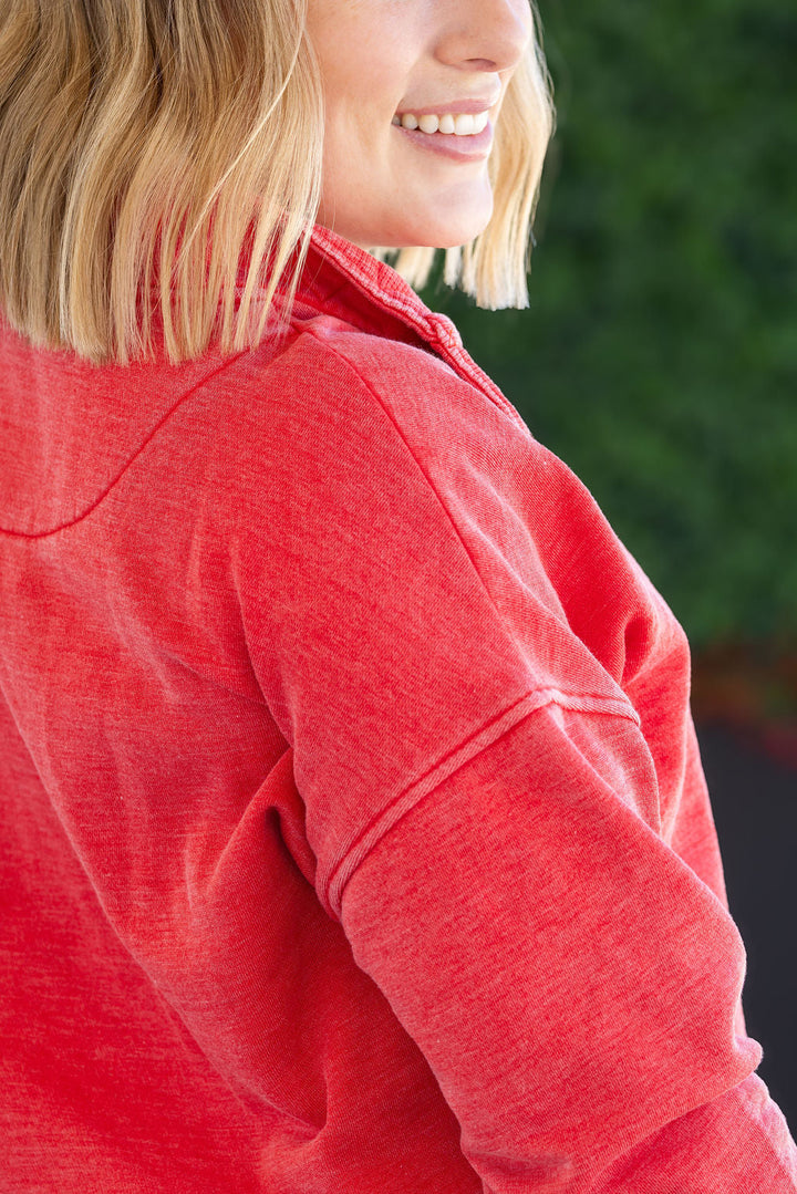 IN STOCK Jesse Vintage Wash Snap Pullover - Red