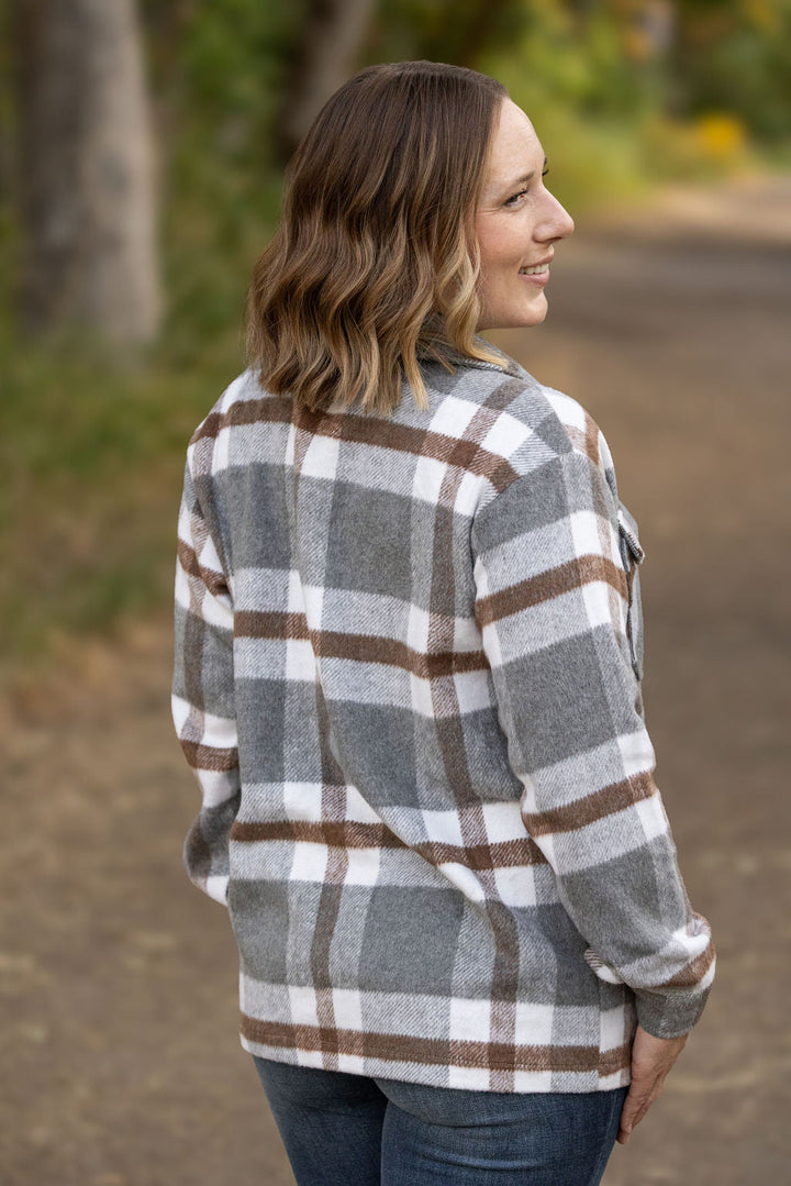 IN STOCK Norah Plaid Shacket - Grey and Tan | Women's Shacket FINAL SALE