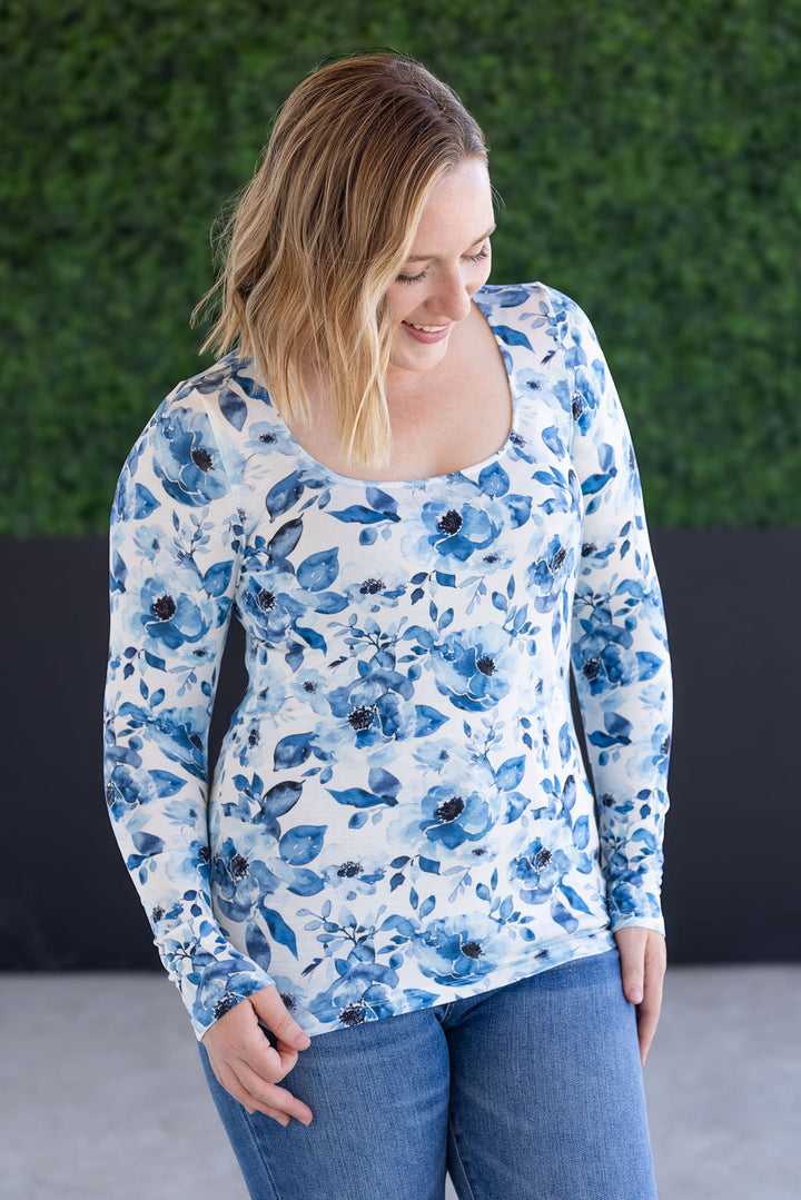 IN STOCK Alyssa Long Sleeve Top - Sapphire Floral