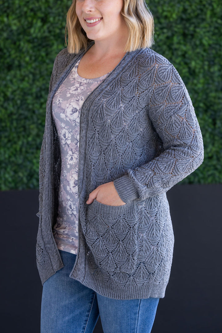 IN STOCK Open Knit Cardigan - Grey