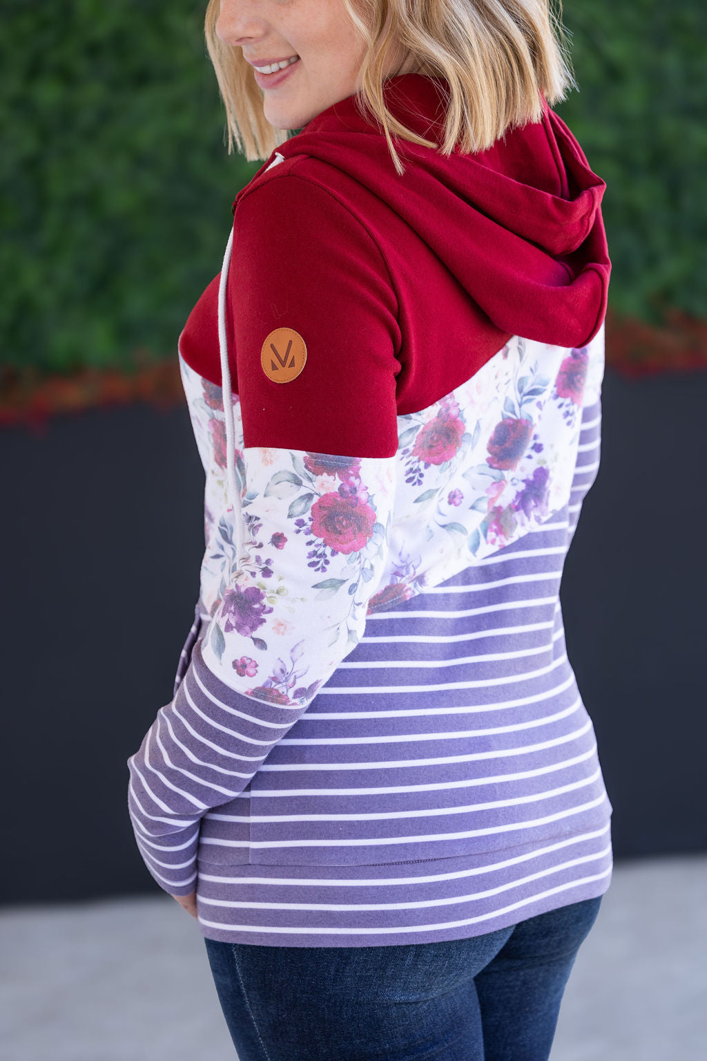 IN STOCK Colorblock Fullzip - Burgundy, Burgundy Bloom, and Plum Stripes