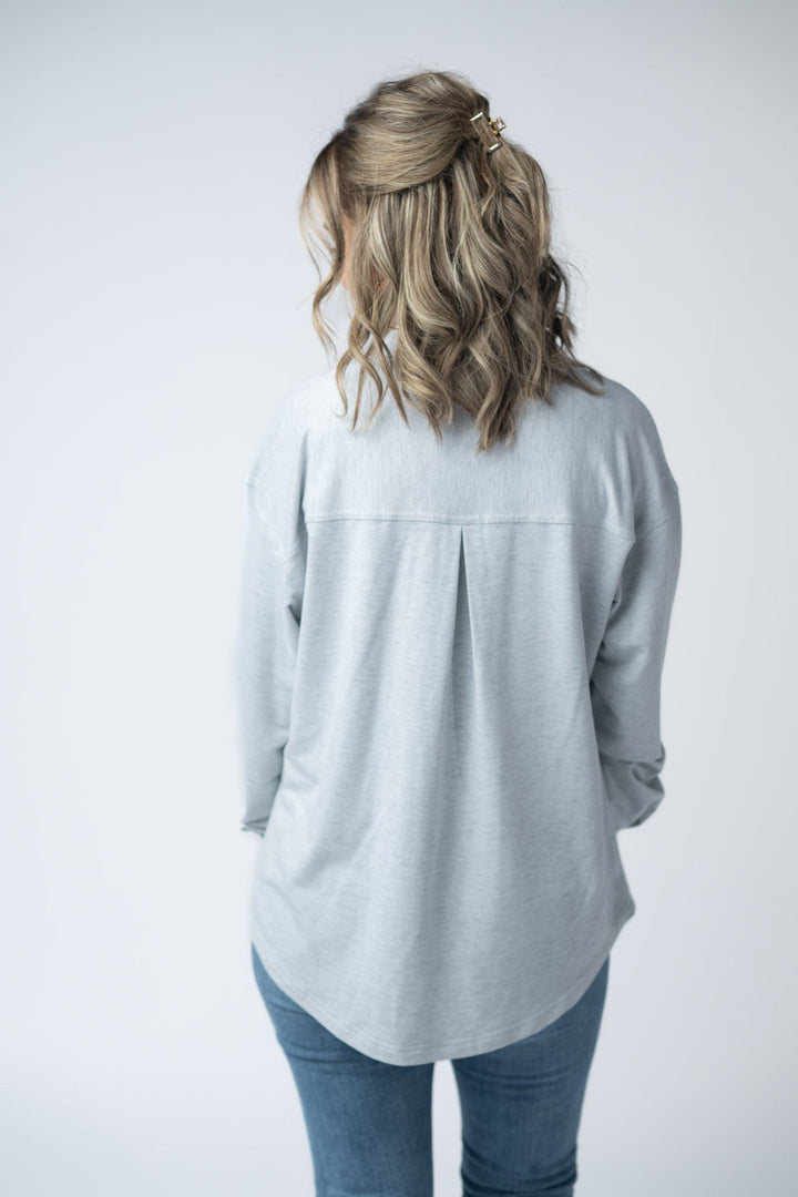 IN STOCK Brenna Button Down Top - Grey