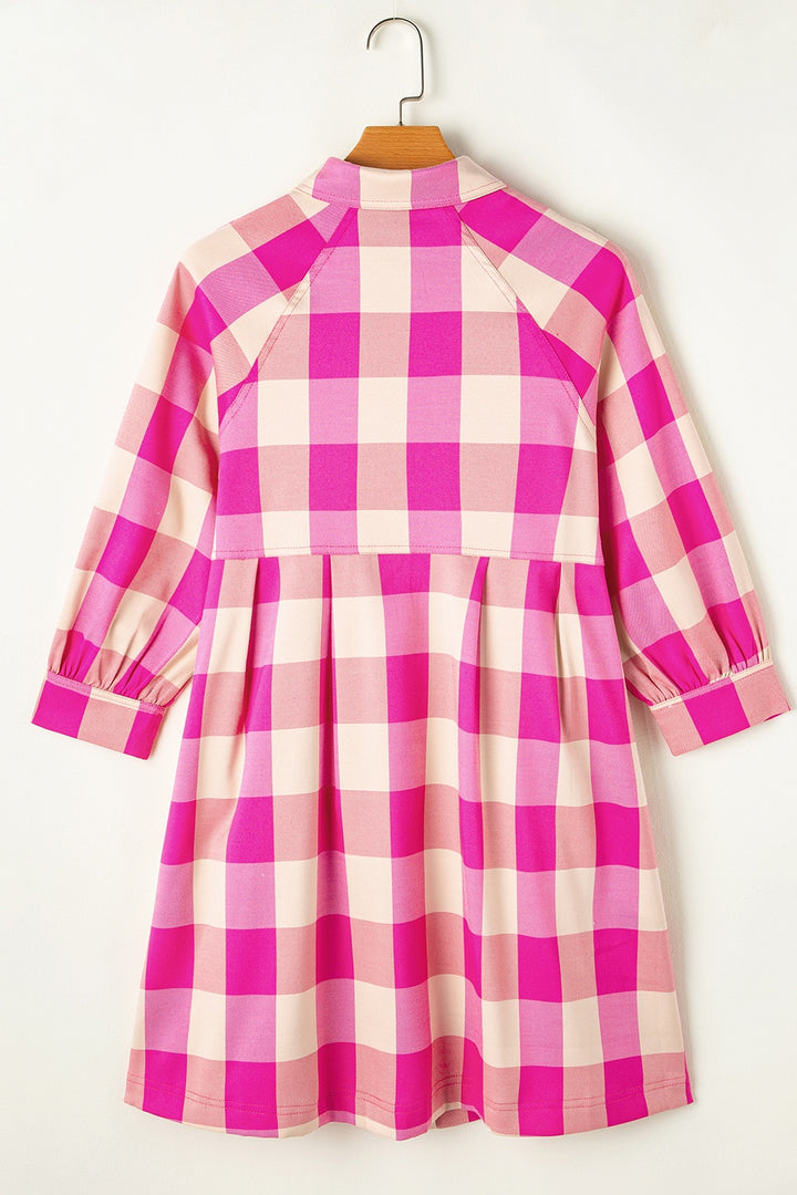 Plaid Button Up Long Sleeve Shirt Dress