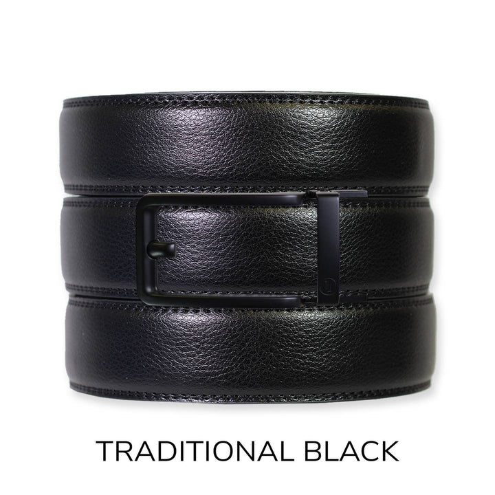 Black Leather Ratchet Belt & Buckle Set