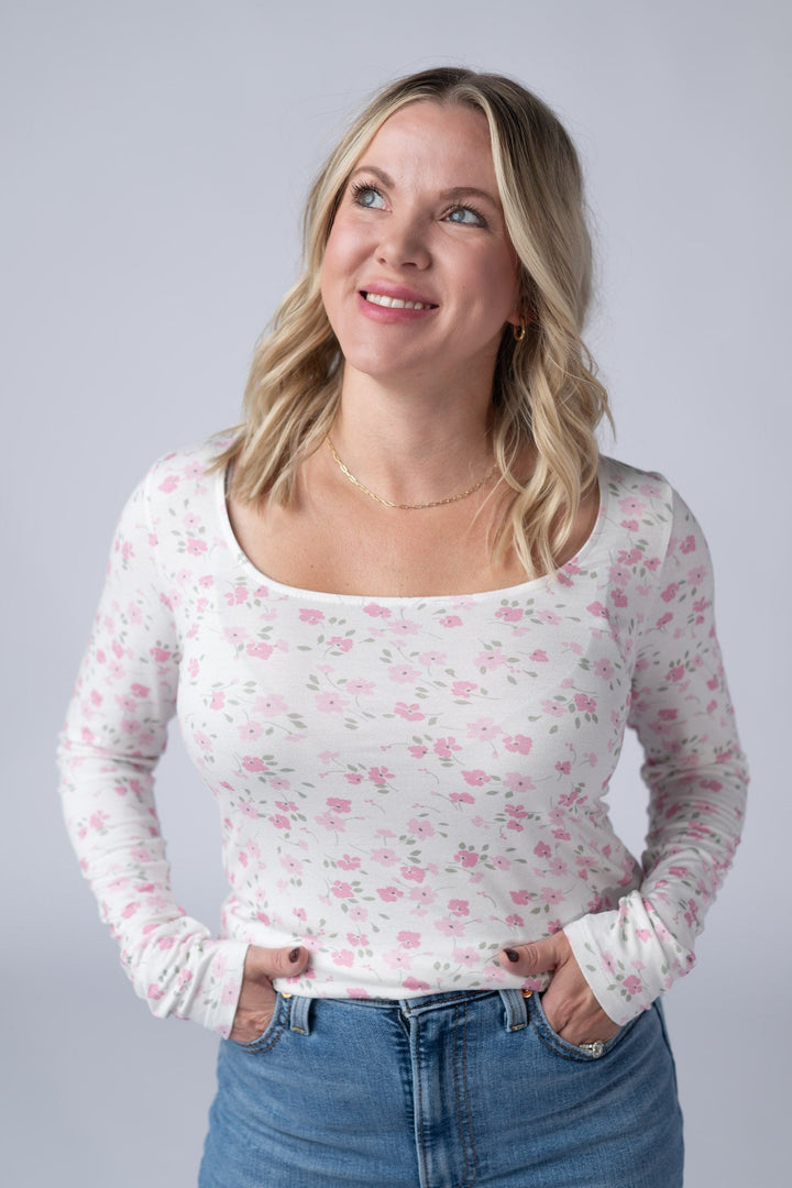 IN STOCK Alyssa Long Sleeve Top - Pretty in Pink Floral