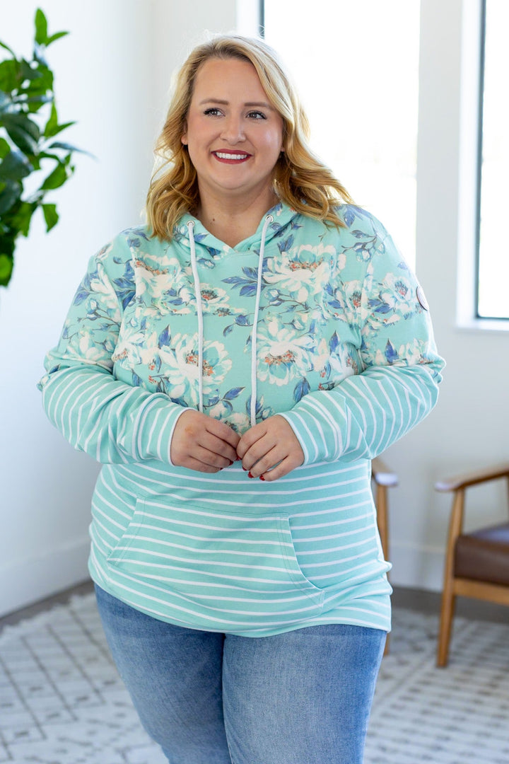 IN STOCK Hailey Pullover Hoodie - Mint Floral Pattern Mix