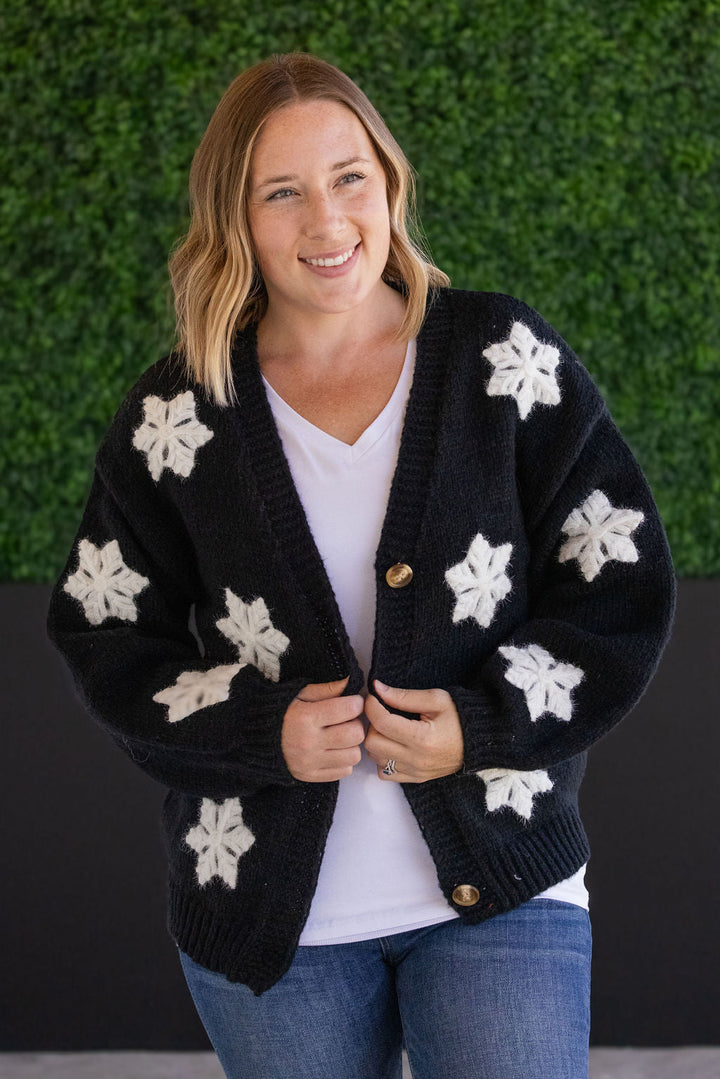 IN STOCK Snowflake Cardigan - Black FINAL SALE