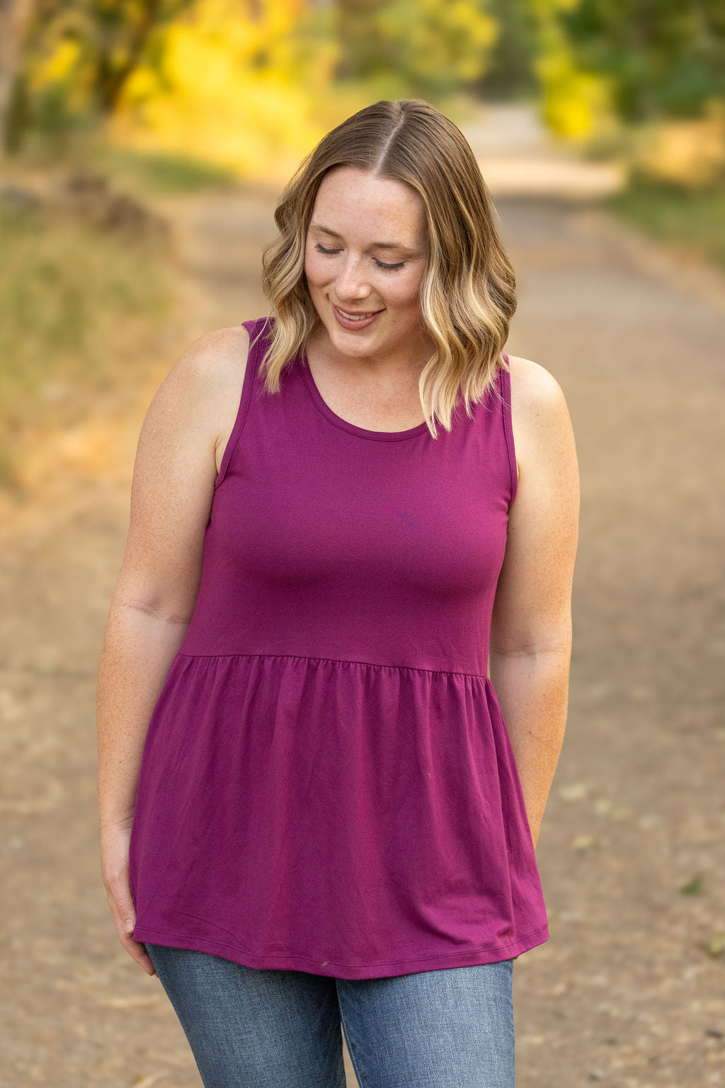 IN STOCK Renee Ruffle Tank - Dark Purple