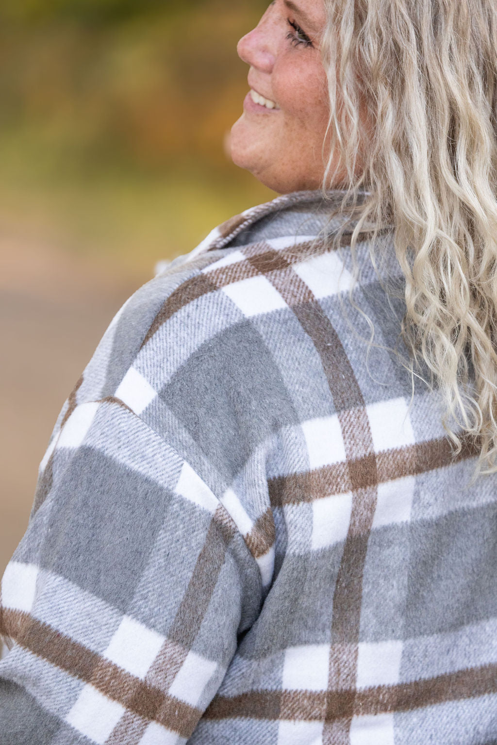 IN STOCK Norah Plaid Shacket - Grey and Tan | Women's Shacket FINAL SALE