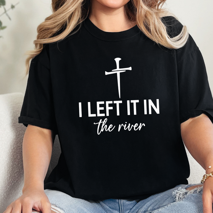Wholesale I Left It In the River - Cross Graphic Tee - Black