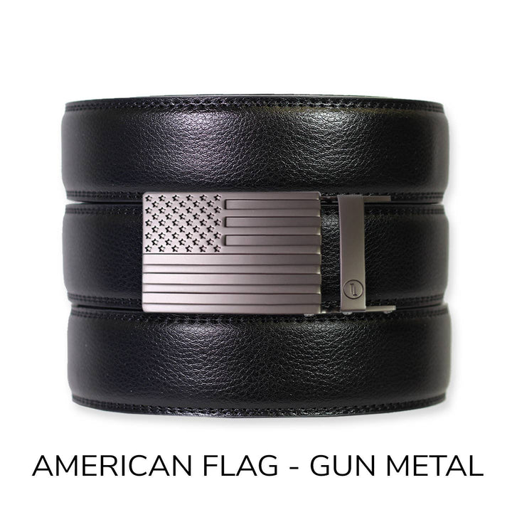 Black Leather Ratchet Belt & Buckle Set