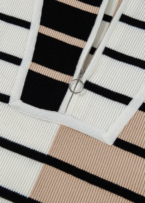 Striped Half Zip Sweater Vest