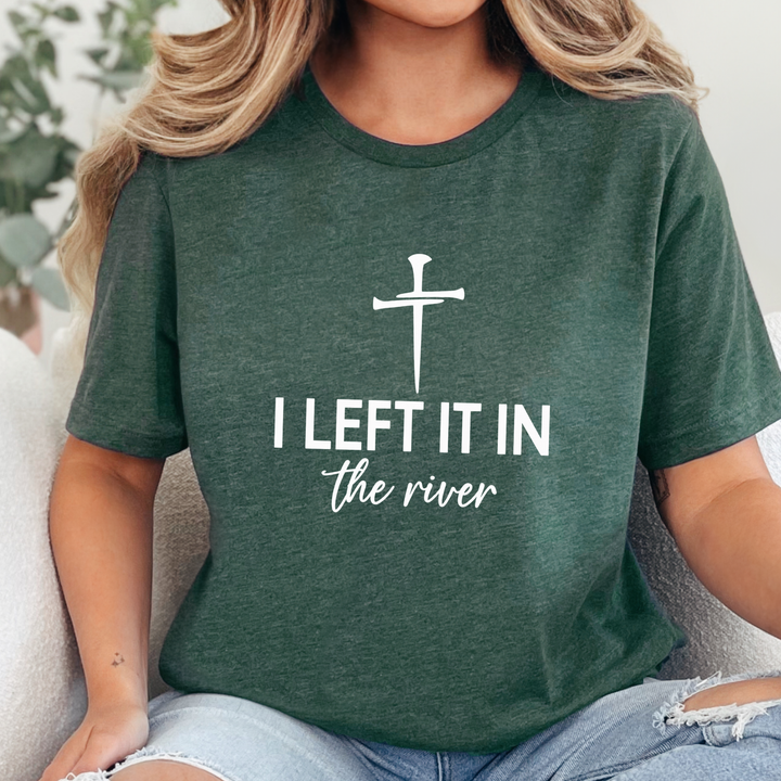 Wholesale I Left It In the River - Cross Graphic Tee - Heather Forest