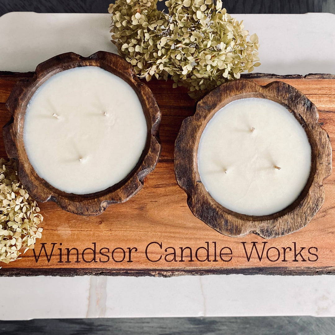 3 Wick Small Wood Flower Candles, Great for Gift Giving