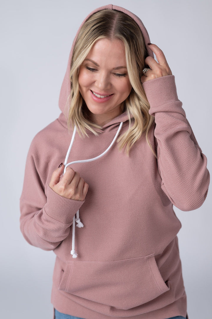 IN STOCK Kacey Ribbed Hoodie - Rose