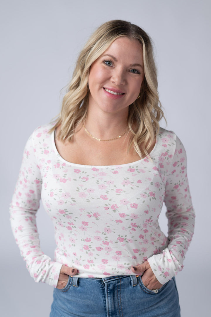 IN STOCK Alyssa Long Sleeve Top - Pretty in Pink Floral