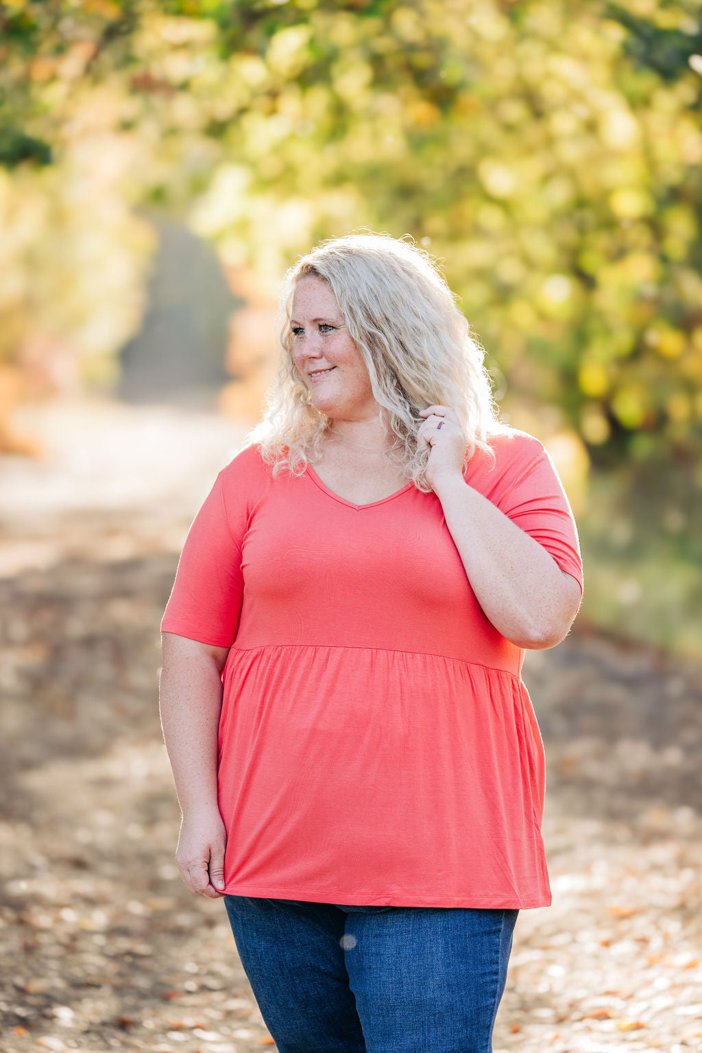 IN STOCK Sarah Ruffle Short Sleeve - Deep Coral | Women's Top