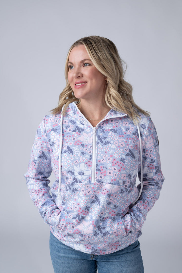 IN STOCK HalfZip Hoodie - Ditsy Blush Floral