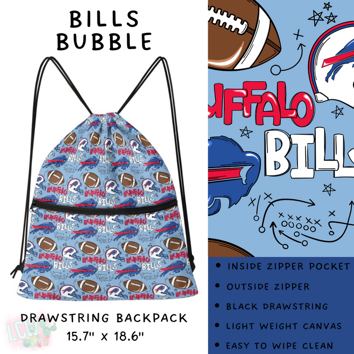 Batch #420 - End Zone Gear - Closes 9/26 - ETA mid Nov - Bills Bubble Drawstring Backpack