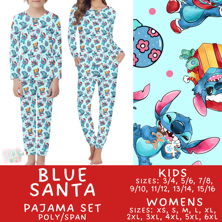 Batch #430 - Magical Christmas Family Pajamas - Closes 10/15 -  ETA late Nov - Blue Santa Women's & Kid's Pajama Set