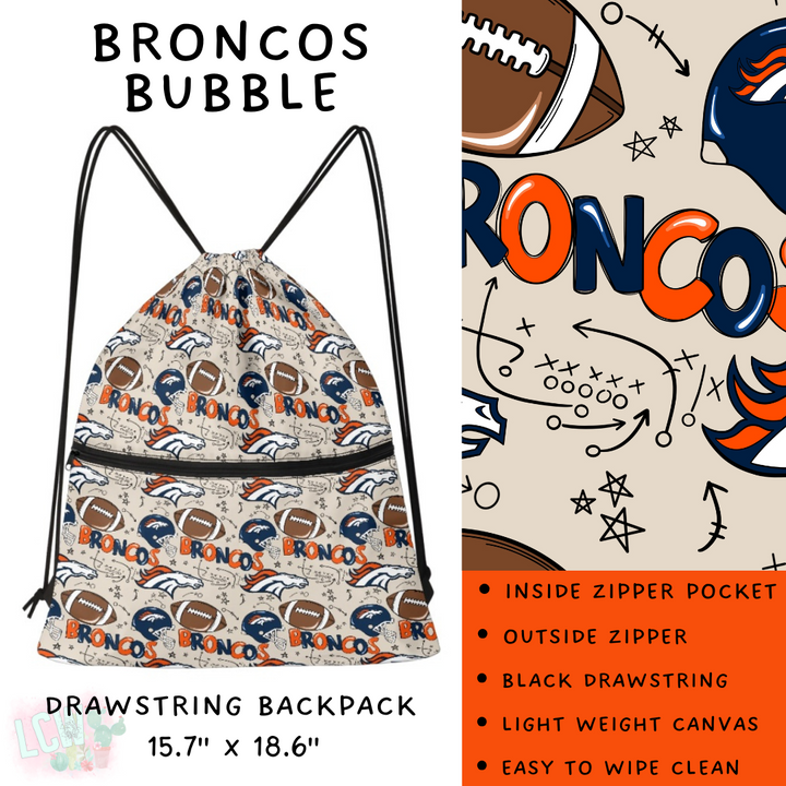 Batch #420 - End Zone Gear - Closes 9/26 - ETA mid Nov - Broncos Bubble Drawstring Backpack