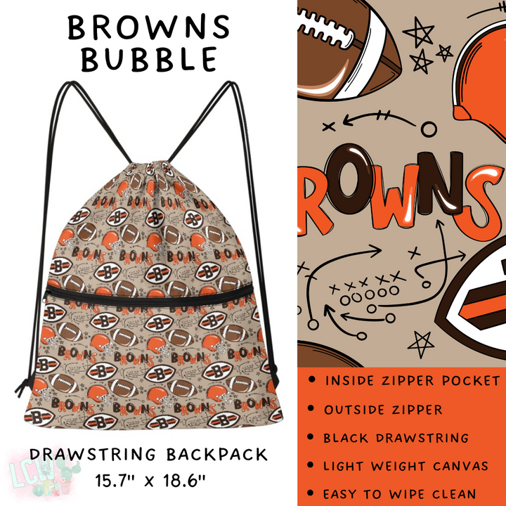 Batch #420 - End Zone Gear - Closes 9/26 - ETA mid Nov - Browns Bubble Drawstring Backpack