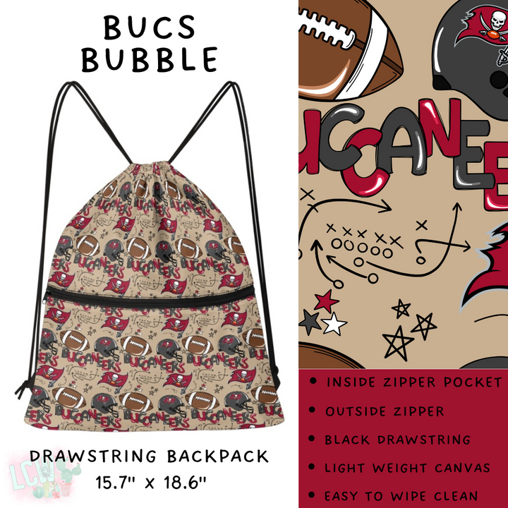 Batch #420 - End Zone Gear - Closes 9/26 - ETA mid Nov - Bucs Bubble Drawstring Backpack