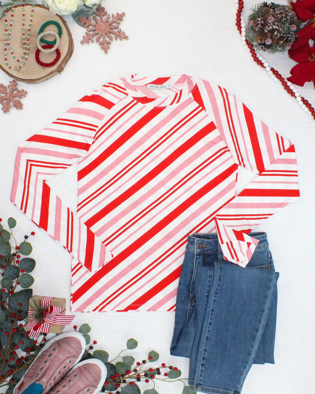 IN STOCK Blair Long Sleeve Top - Candy Cane