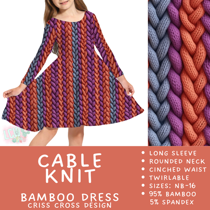 Batch #444 - Long Sleeve Bamboo Dress - Closes 11/7 - ETA late Dec - Cable Knit Long Sleeve Criss-Cross Bamboo Dress