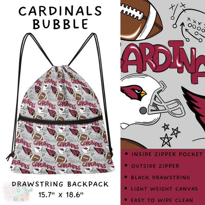 Batch #420 - End Zone Gear - Closes 9/26 - ETA mid Nov - Cardinals Bubble Drawstring Backpack
