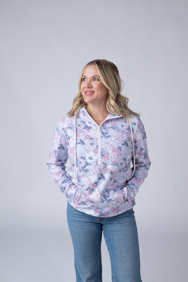 IN STOCK HalfZip Hoodie - Ditsy Blush Floral
