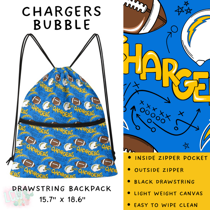 Batch #420 - End Zone Gear - Closes 9/26 - ETA mid Nov - Chargers Bubble Drawstring Backpack
