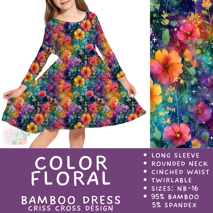 Batch #444 - Long Sleeve Bamboo Dress - Closes 11/7 - ETA late Dec - Color Floral Long Sleeve Criss-Cross Bamboo Dress