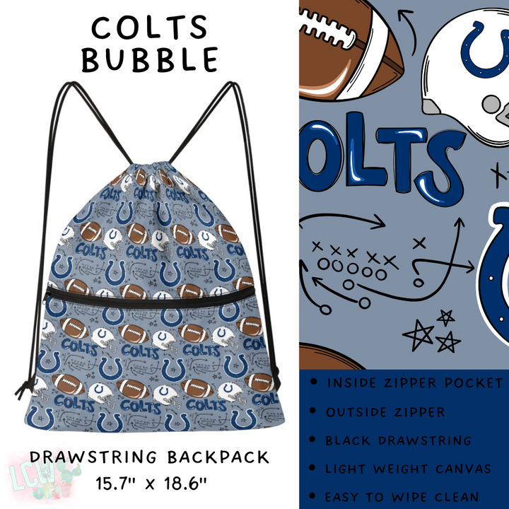 Batch #420 - End Zone Gear - Closes 9/26 - ETA mid Nov - Colts Bubble Drawstring Backpack