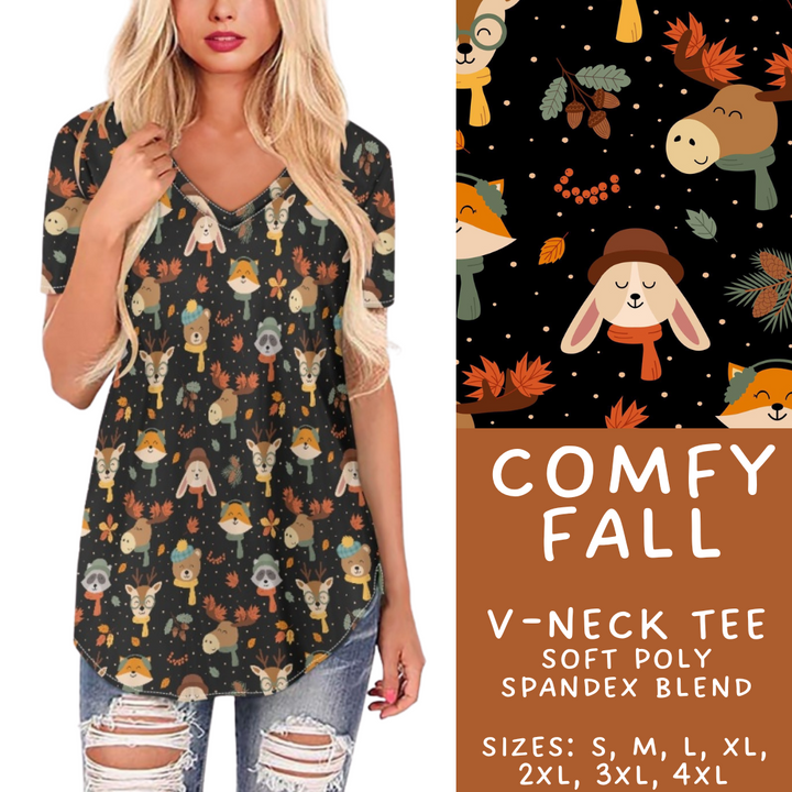 Batch #407 - Fall Fun 2 - Closes 9/4 - ETA mid/late October - Comfy Fall V-Neck Tee