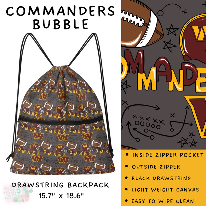 Batch #420 - End Zone Gear - Closes 9/26 - ETA mid Nov - Commanders Bubble Drawstring Backpack