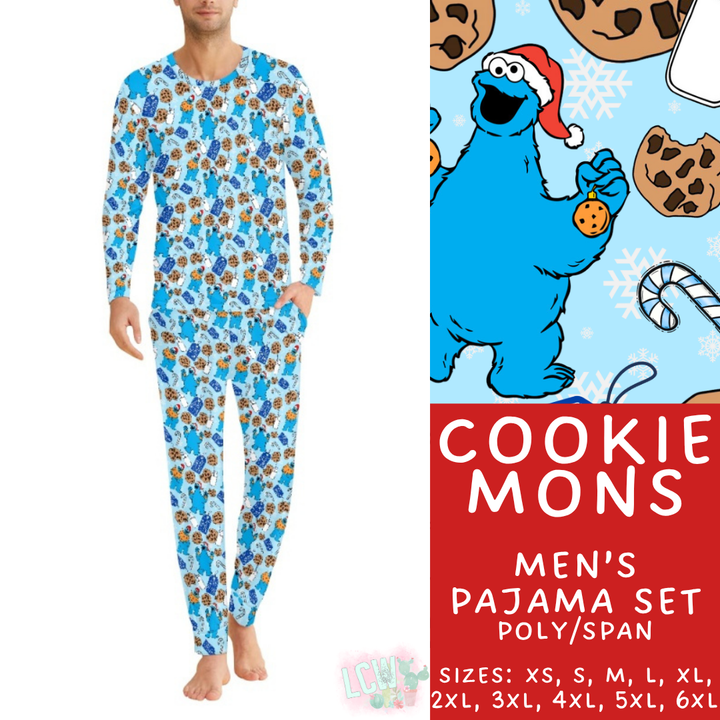 Batch #431 - Character Christmas Pajamas - Closes 10/16 - ETA late Nov - Cookie Mons Men's Pajama Set