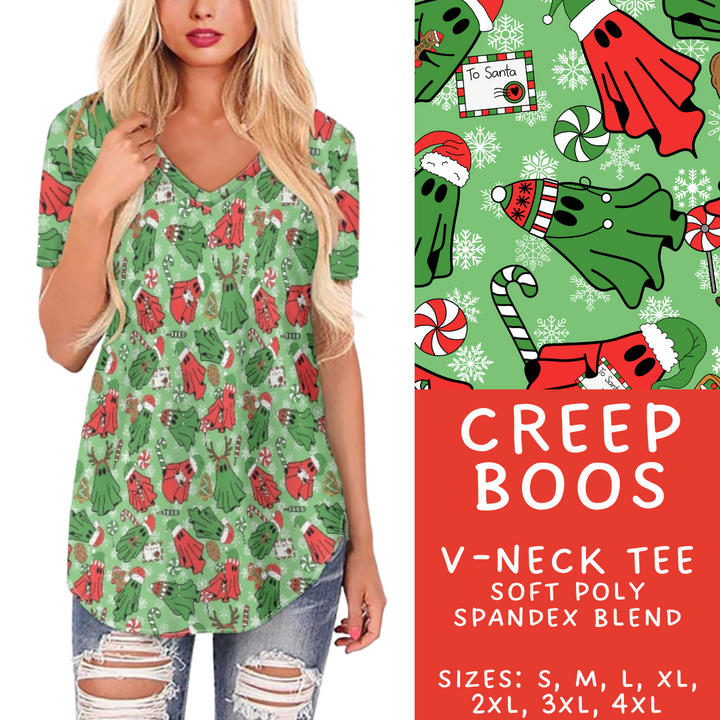 Batch #413 - Merry Creepmas 2 - Closes 9/15 - ETA early November - Creep Boos V-Neck Tee