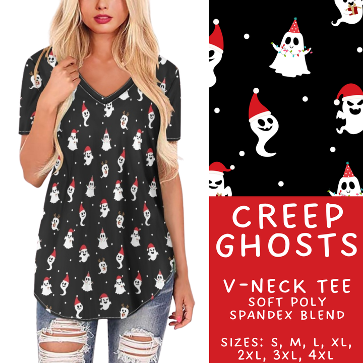 Batch #413 - Merry Creepmas 2 - Closes 9/15 - ETA early November - Creep Ghosts V-Neck Tee