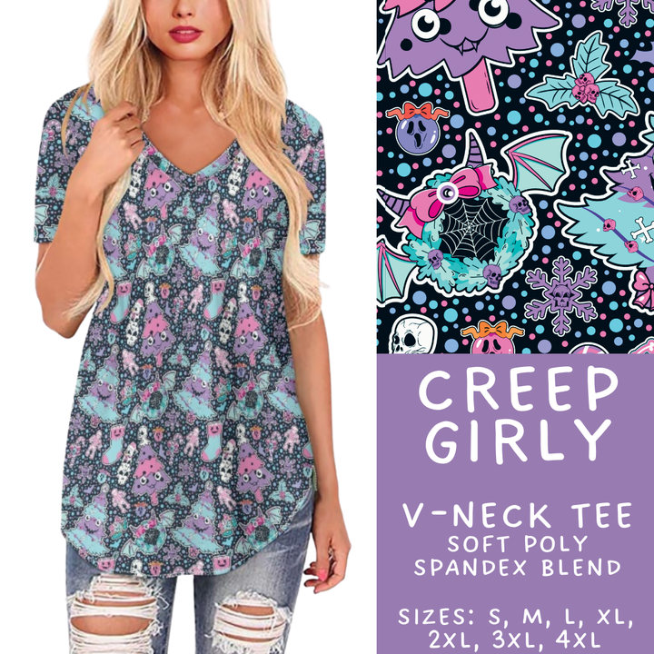 Batch #413 - Merry Creepmas 2 - Closes 9/15 - ETA early November - Creep Girly V-Neck Tee